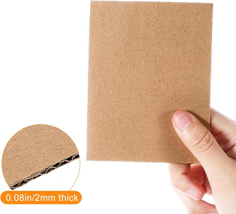AojSup 200 Pcs Premium Kraft Brown Corrugated Pads, 3.5x4.7 Inch 2mm Thick, Bulk Flat Cardboard Sheets Corrugated Cardboard Sheets for T-Shirts, Shipping, Mailing, Cardboard Crafts - Image 3